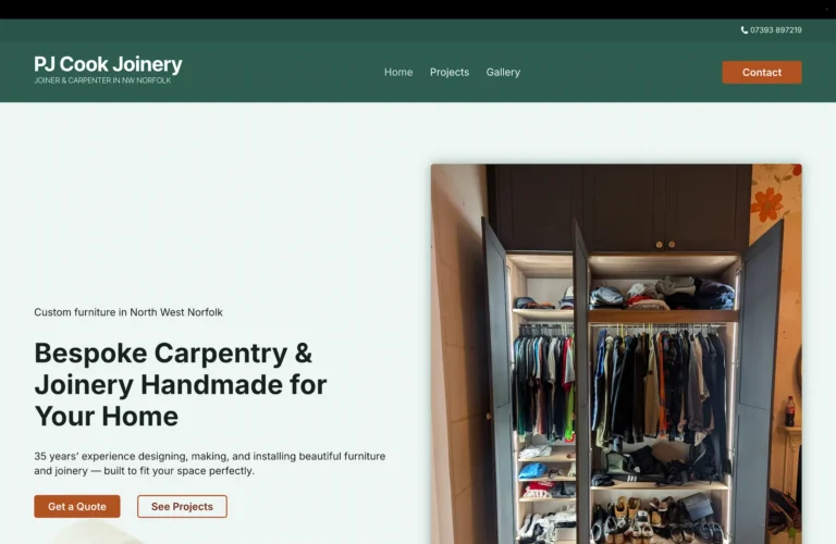 Website image for Pjcookjoinery.co.uk